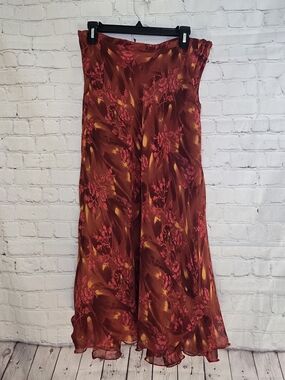 Vtg 90s Y2K Flowy Column Maxi Boho Whimsigoth Slip Skirt Sz M Fairy Cottagecore